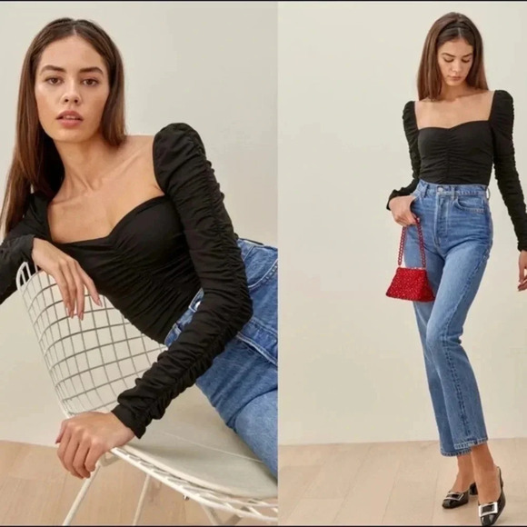 Reformation Esra Queen Anne Neck Top B1107 - Picture 2 of 7